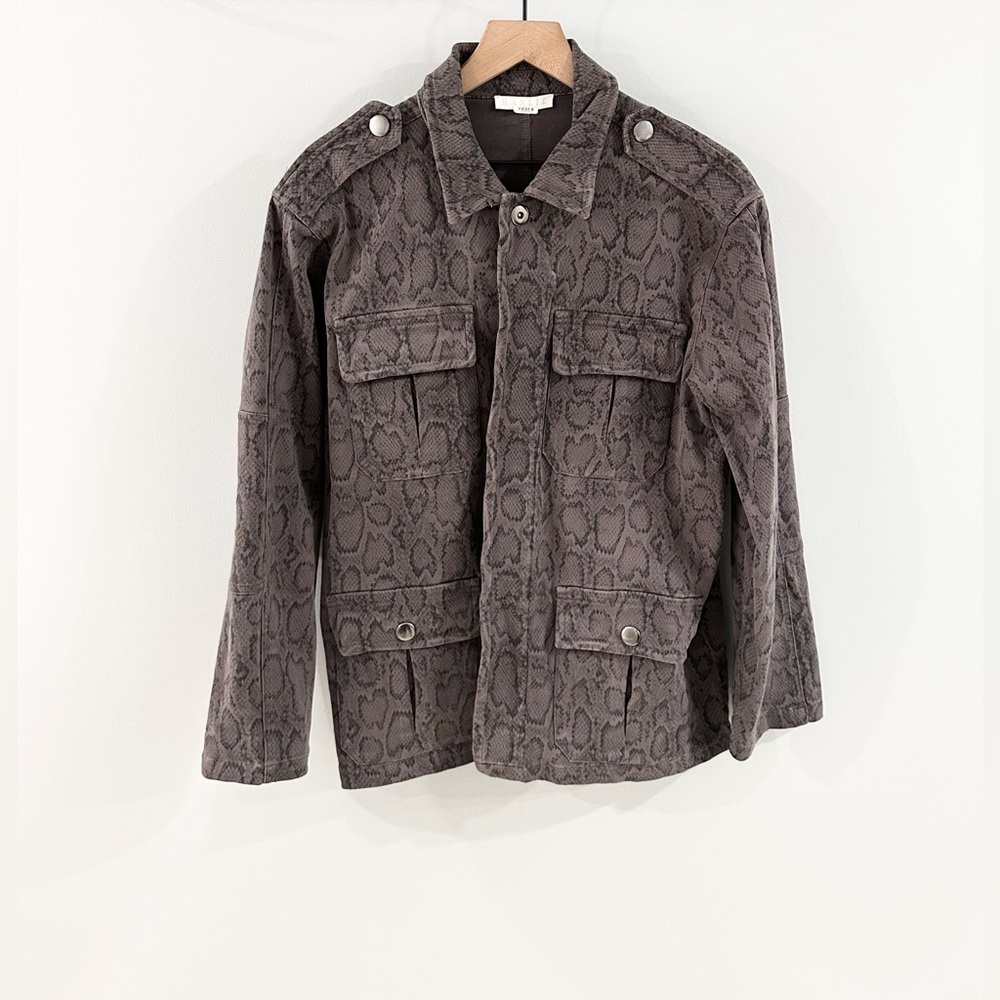 Karlie Snake Print Utility Jacket Gray Size Medium - image 1